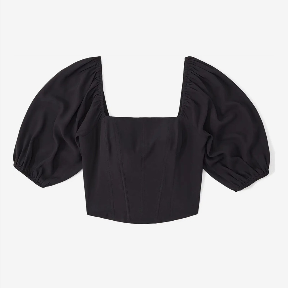 Black Puff Sleeve Corset Top